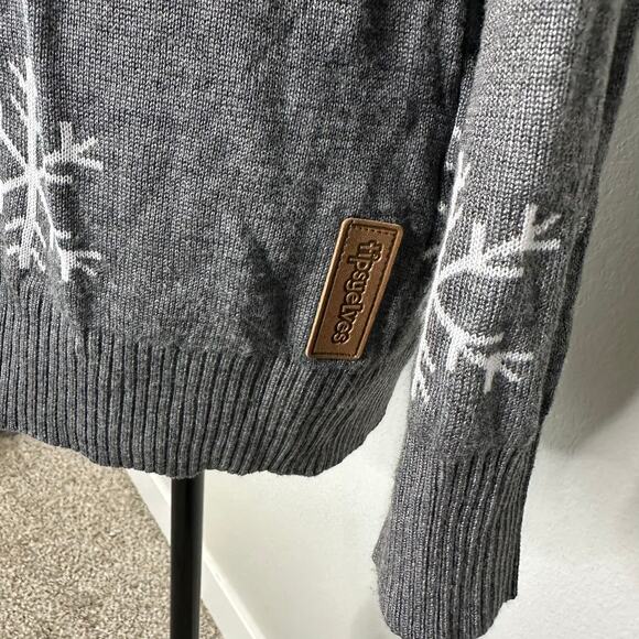 Tipsy Elves Women’s Gray Sequined Snowman Snow Day Christmas Sweater Size L New - Picture 9 of 14